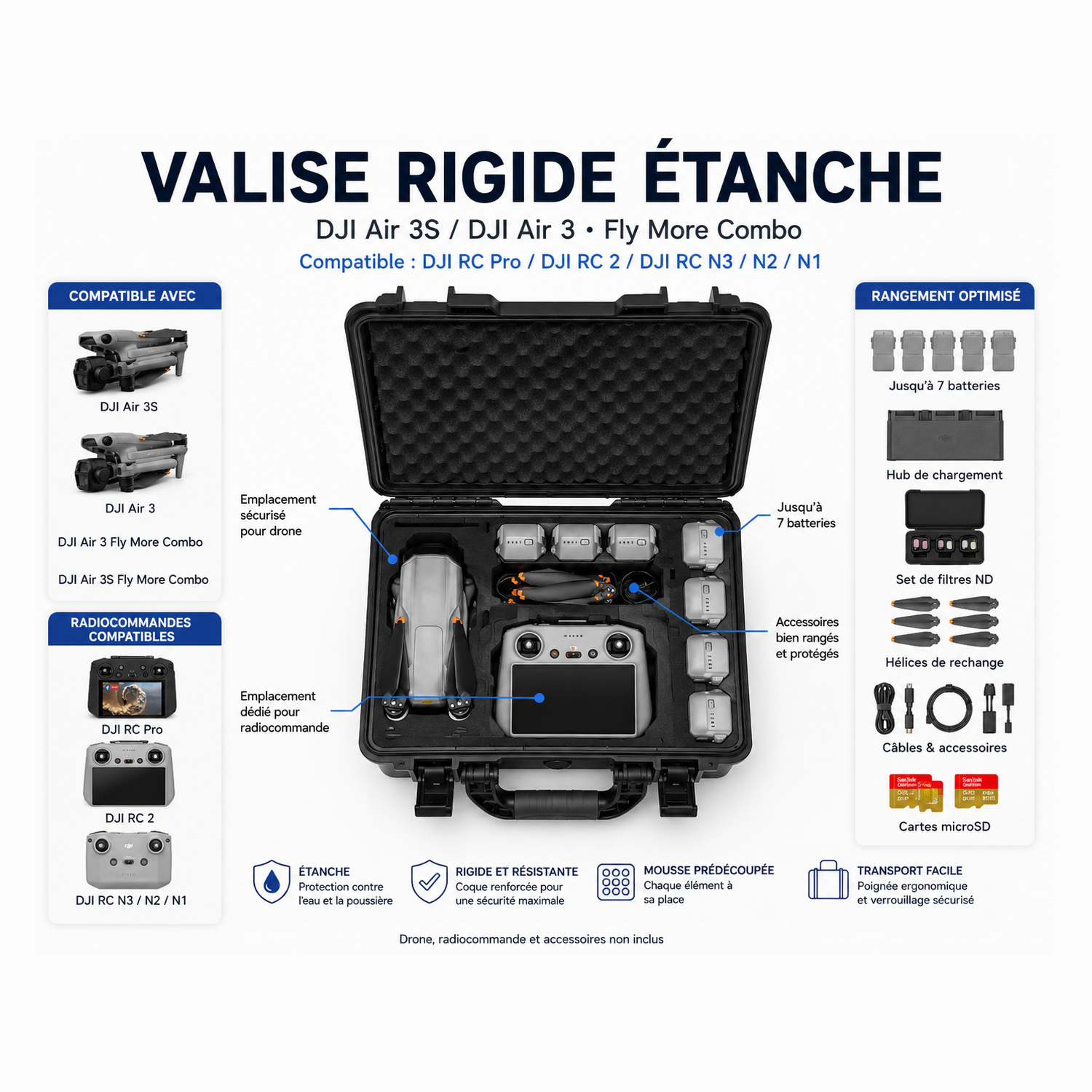 LEKUFEE – Maletín rígido e impermeable para DJI AVATA 2 - Imagen 3